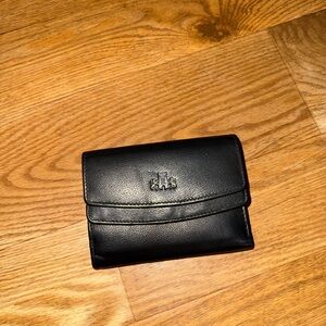 Black Leather Wallet with Red accent